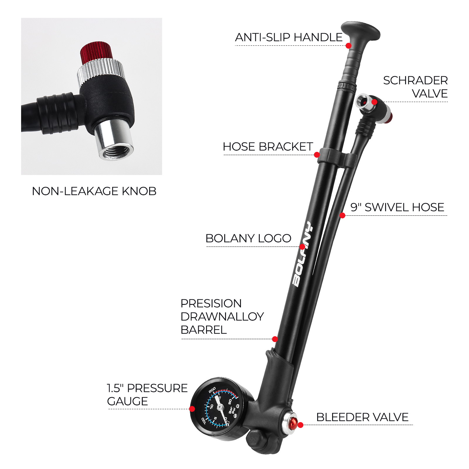 BOLANY-Air Shock Bike Pump, In - Shock Pump Suspension avaliação e preço